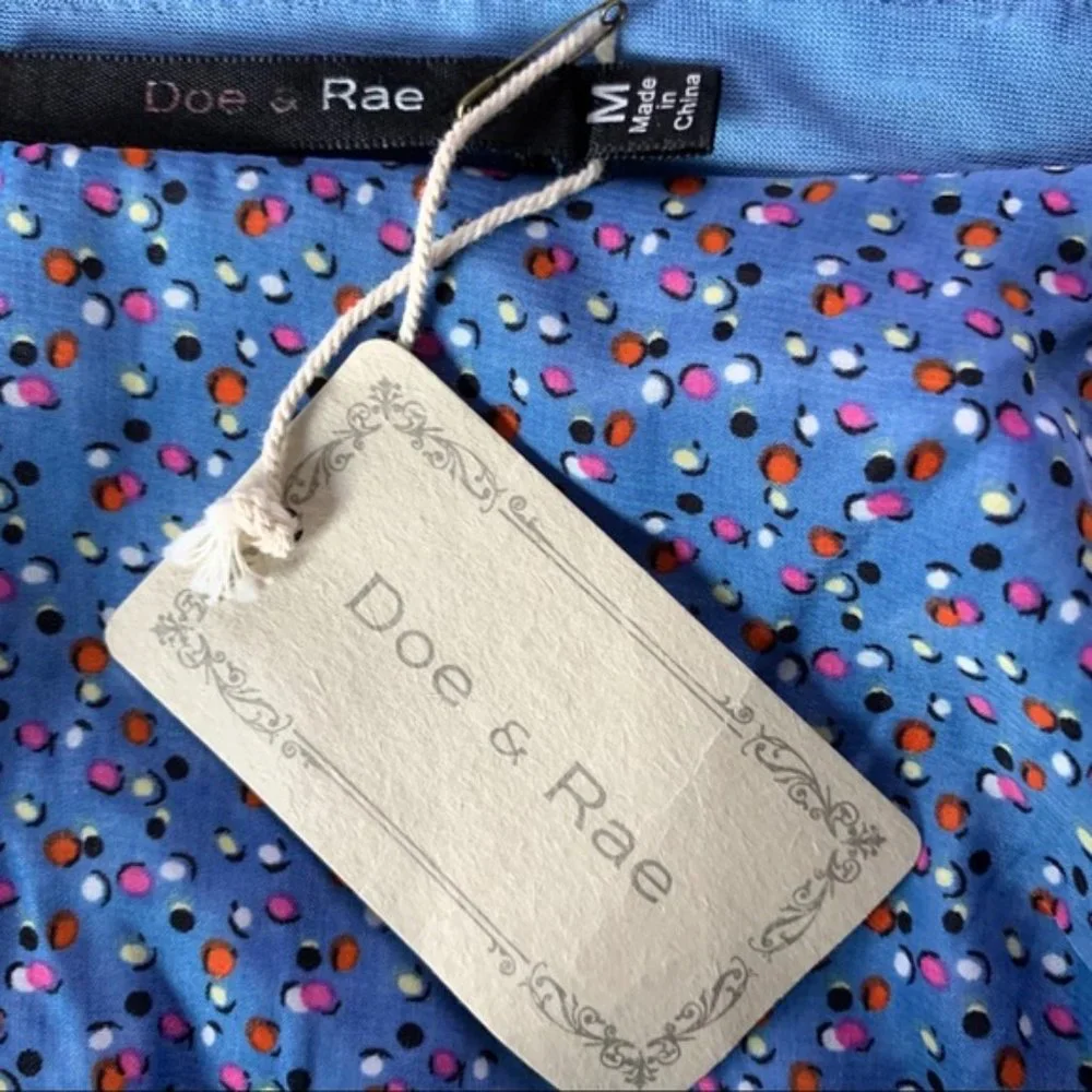 New Modcloth Doe and Rae Blue Fit & Flare Prairie Mini Dress Size M Medium NWT - Picture 3 of 5